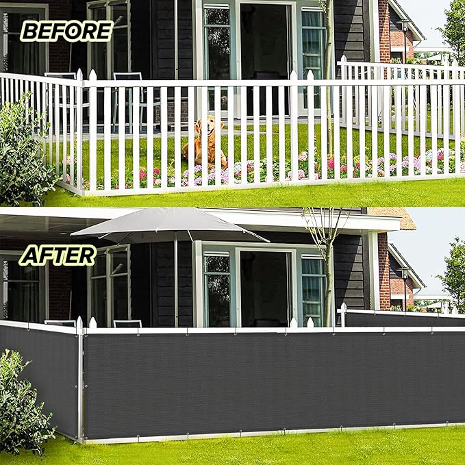 LOVE STORY Balcony Privacy Screen, 3'x9' Deck Shield Screen Fence Cover,UV Protection and Weather-Resistant,3 FT Height for Deck, Patio, Backyard, Outdoor Pool, Porch, Railing, Dark Grey