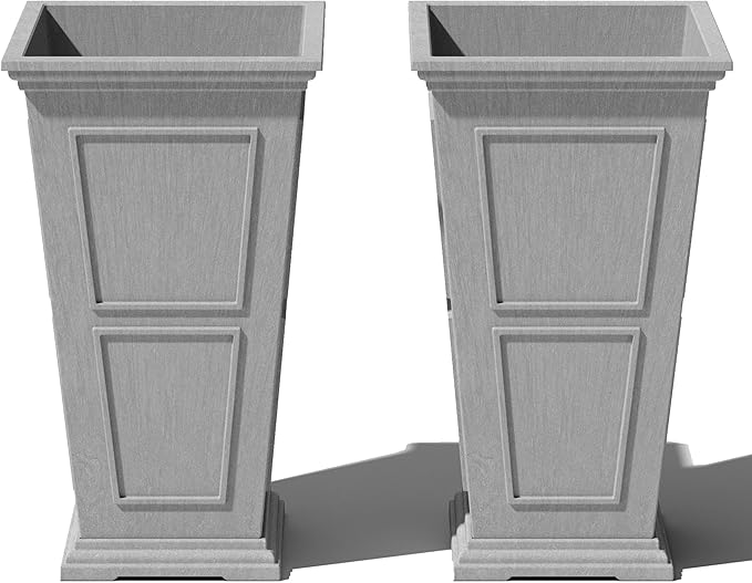 Veradek Fairmont Tall Plastic Planter - Large Outdoor Planter for Front Porch | Crack Resistant All-Weather Use | Classic Estate Design for Tall Plants, Flowers, Trees
