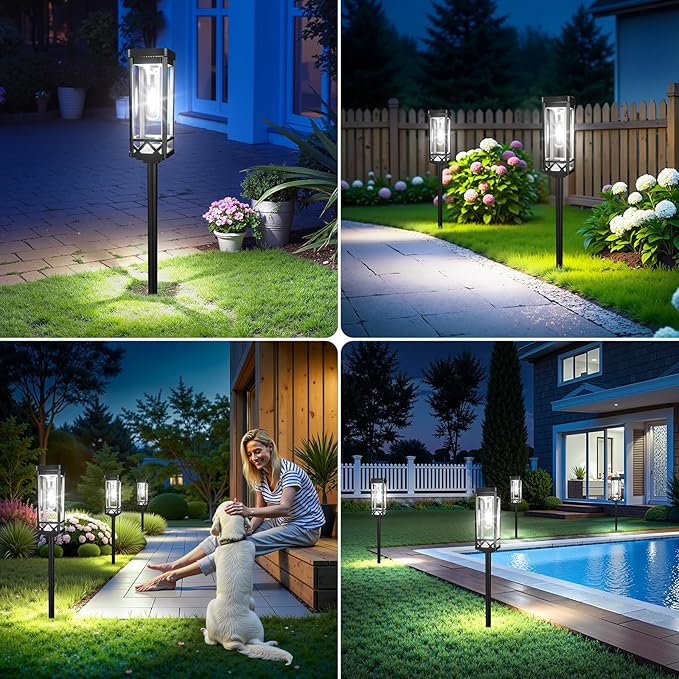 KOOPER Taller Solar Pathway Lights Outdoor, 12 Pack Upgraded Brighter Solar Garden Lights Solar Powered, Up to 15 Hours Outdoor Solar Lights for Yard Landscape Path Walkway Driveway （Cool White）