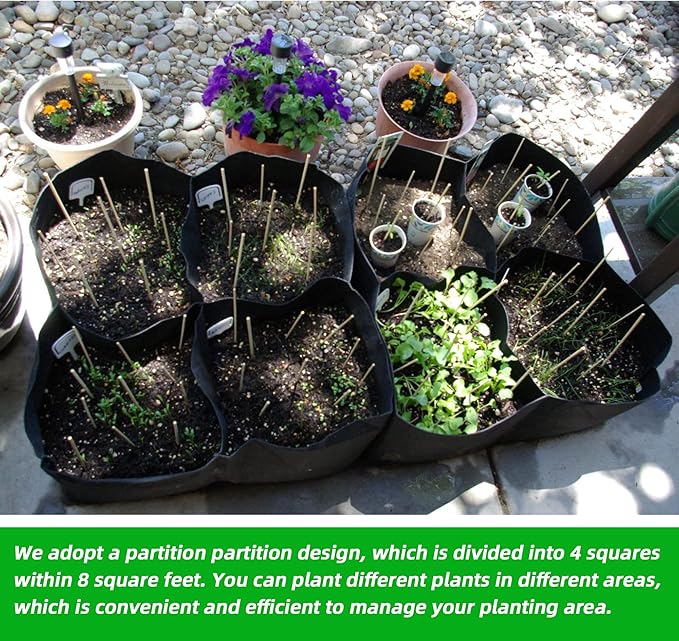 CJGQ Fabric Raised Garden Beds Outdoor, 2X2 Ft 4 Grids Plant Grow Bags,Vegetables Planter Raised Bed for Growing Potatoes Flowers, Square Plant Growing Container Bags for Outdoor Indoor