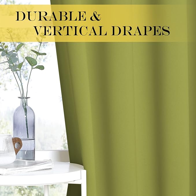NICETOWN Patio Blackout Curtain Panels - Extra Wide Sliding Door Thermal Insulated Drape, Privacy Room Divider Curtain for Bedroom Office (Fresh Green, 66 x 118 Inch Long)