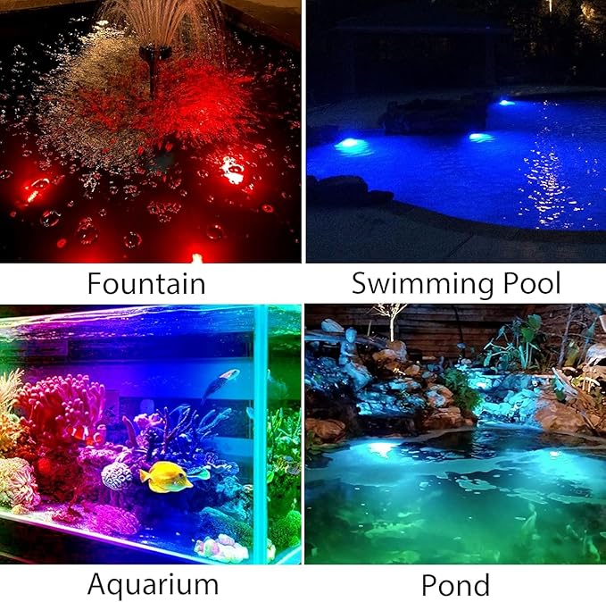 Solar Pond Lights, 18 LED Super Bright RGB LED Underwater Spotlights Color Changing Submersible Pond Light IP68 Waterproof Fountain Lights for Fish Aquarium Tank Garden Yard Pool (5-in-1)