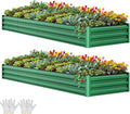 YITAHOME 12x4x1ft 2pcs Large Raised Garden Bed Kit, Galvanized Metal Planter Box with Gloves, Ground Nails, Support Rod, Outdoor Above Ground Planters for Plants Vegetables Flowers, Green