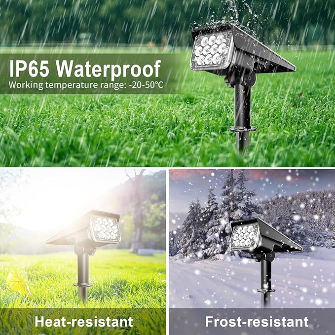 Solar Spot Lights Outdoor, Blue Solar Spotlights Landscape Lighting with IP65 Waterproof 20 LEDs Landscape Spotlight for Garden Path Yard Holiday Decoration 4 Pack