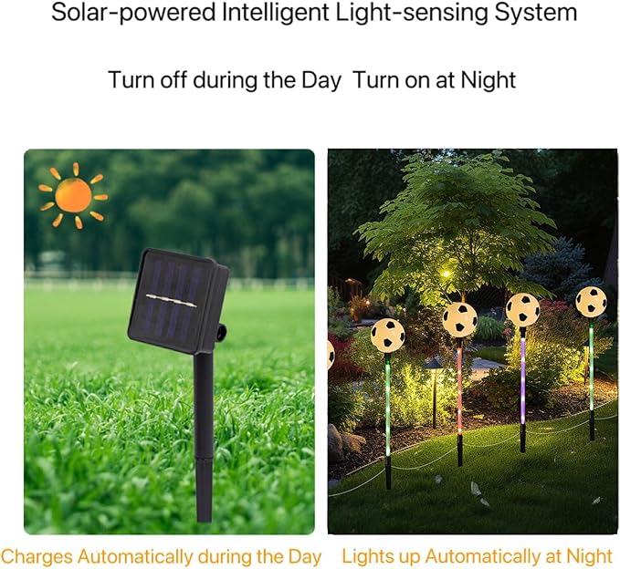 Solar Lights Outdoor, Soccer Theme LED Stake Light for Garden Yard Pathway Patio Walkway Landscape Decoration
