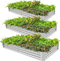Land Guard 3 Pack 6×3×1ft Galvanized Metal Raised Garden Bed, Metal Planter Kit Box Outdoor for Deep-Rooted Vegetables, Flowers, Green and Herbs, Silver