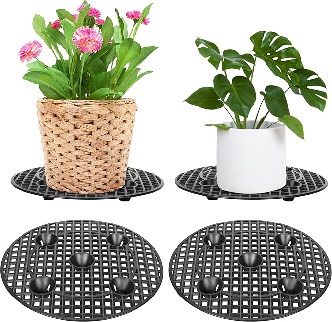 moonoom 4 Pieces Potted Plant Stand Holder, Large Planter Holder,Heavy Duty Indoor Outdoor Garden Patio Flower Pot Stands 12 Inch