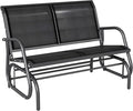 Outsunny 2-Person Outdoor Glider Bench, Patio Double Swing Rocking Chair Loveseat w/Powder Coated Steel Frame for Backyard Garden Porch, Black