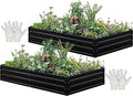 YITAHOME 96x48x12 in 2pcs Galvanized Raised Garden Bed Kit, Large Metal Planter Box with Gloves, Safety Rubber & Support Rod, Outdoor Flower Bed for Plants Vegetables, Black