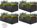YITAHOME 8x4x2 ft 4pcs Galvanized Raised Garden Bed Kit, Large Metal Planter Box with Gloves, Safety Rubber & Support Rod, Outdoor Flower Bed for Plants Vegetables, Black