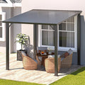 AECOJOY 8x8 Hardtop Gazebo Outdoor Pergola, Small Heavy Duty Lean to Metal Pergolas and Gazebos Clearance, Wall-Mounted Grill Gazebo Galvanized Steel Patio Roof Awnings for Patio, Decks
