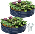 Galvanized Metal Planter Raised Garden Bed Kit for Gardening Outdoor Garden Box Raised Flower Bed 2PC Blue 2X2X1FT