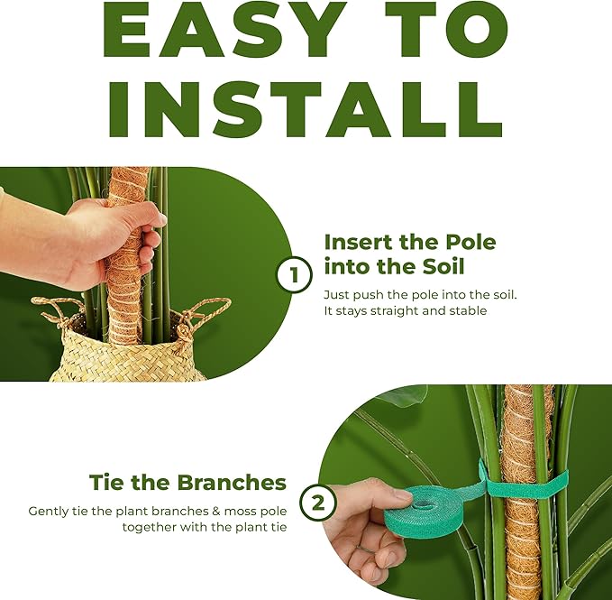 2 Pack 48'' Bendable Moss Pole Monstera Plant Support for Climbing Indoor Plants - Stakes for Potted Climbers - Tall Sticks Indoor Trellis for Houseplants - Accessories for Monstera Pot