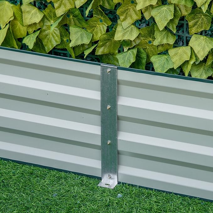 Outsunny Galvanized Raised Garden Bed, 8' x 3' x 1' Metal Planter Box, for Growing Vegetables, Flowers, Herbs, Succulents, Green