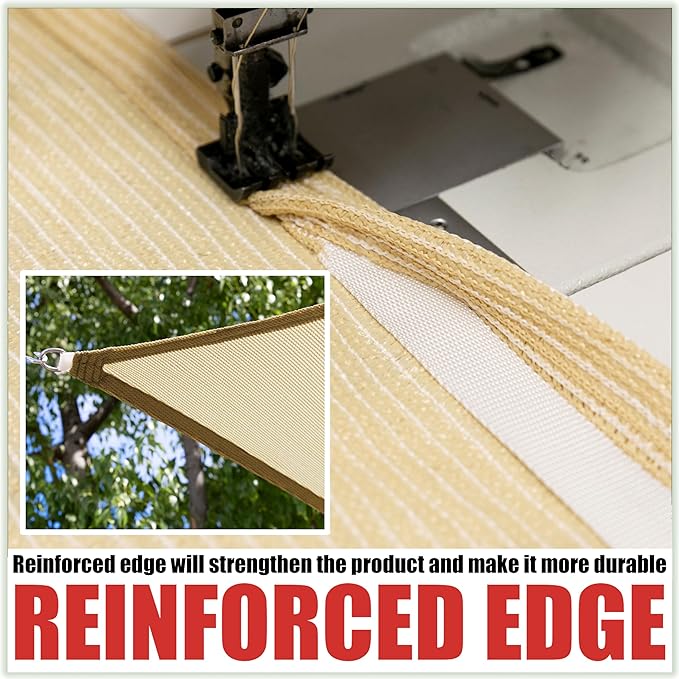 Royal Shade 10' x 20' Beige Rectangle Sun Shade Sail Canopy Outdoor Patio Fabric Screen Awning RTAPR1020 - UPF50+ 95% UV Blockage, Heavy Duty, Water & Air Permeable (We Make Custom Size)