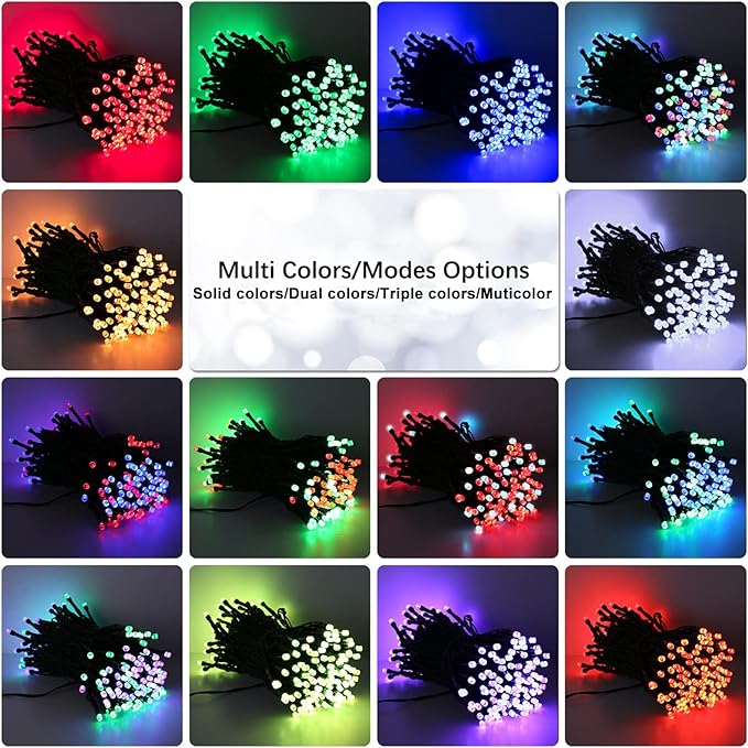 Brizled Color Changing Christmas Lights, 33ft 100 LED RGB Easter Light String with Remote, Dimmable Mini Light String, USB Indoor Decorative Lighting Party Xmas Tree Wreath Year-Round Holiday