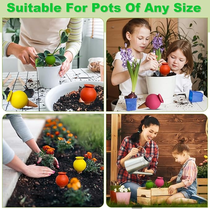 4-Pack Terracotta Self-Watering Spikes | Eco-Friendly Iron-Rich Clay Olla Irrigation System | Vacation Plant Sitter for Potted Flowers, Herbs, and Succulents