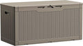 Devoko 100 Gallon Waterproof Large Resin Deck Box Indoor Outdoor Lockable Storage Container for Patio Furniture Cushions Garden Tools (100 Gallon, Light Brown)