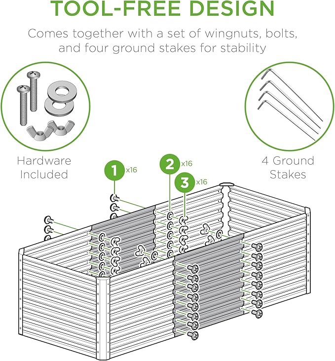 Best Choice Products 4x2x2ft Outdoor Metal Raised Garden Bed, Deep Root Box Planter for Vegetables, Flowers, Herbs, 119 Gallon Capacity, 100% Non Toxic Materials - White