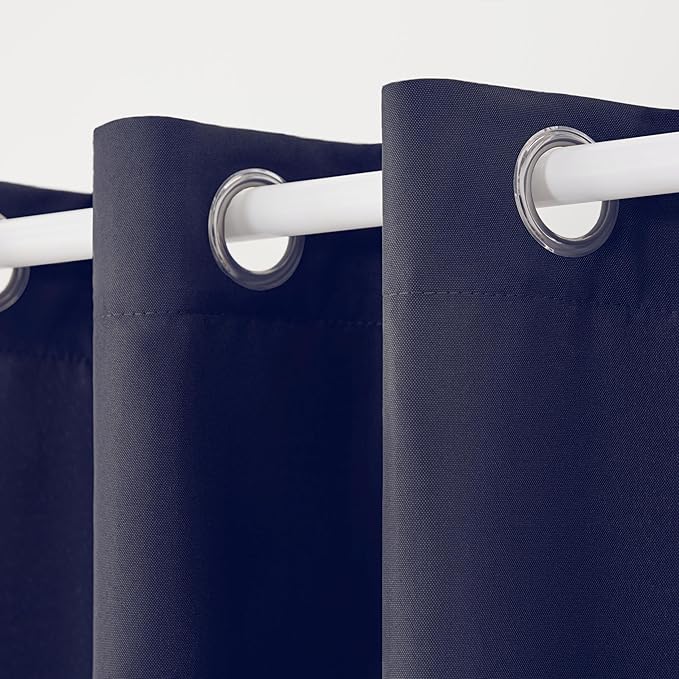TOWN & COUNTRY BASICS Cabana Solid Heavyweight Indoor Outdoor Curtains, Light Filtering Opacity with Grommet Top, Water Repellent, 2-Pack Set, 54"x84", Dark Navy
