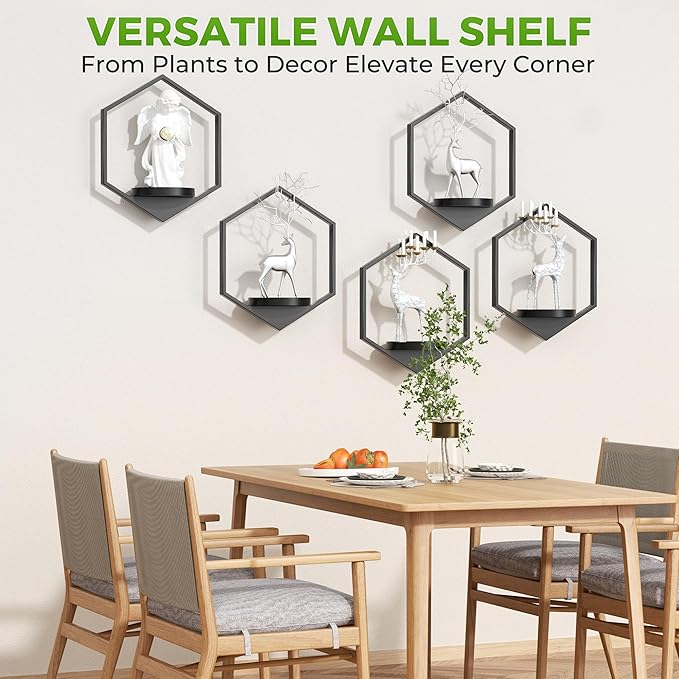 Wall Planters for Indoor Plants 5 Pack, Plant Frames Wall Decor Living Room Plant Stand Hanging Wall Plants Holder to Hold Large Pots Wall Plant Hanger Window Plant Shelves for Outdoor Entryway