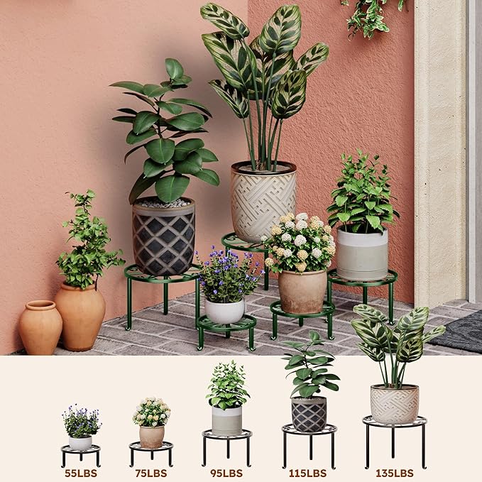 5-Pack Metal Plant Stand Indoor Outdoor Decoration Small Plant Holders for Home Flower Pot Holder Stand for Multiple Plants