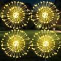 JJGoo Solar Firework Lights, 4 Pack 120 LEDs 2 Lighting Modes Solar Garden Lights Outdoor Waterproof for Yard Patio Walkway Pathway Party Wedding Christmas Decorative - Warm White