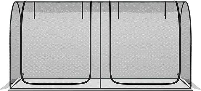 Outsunny 8' x 4' Crop Cage, Plant Protection Tent with Two Zippered Doors, Storage Bag and 4 Ground Stakes, for Garden, Yard, Lawn, Black