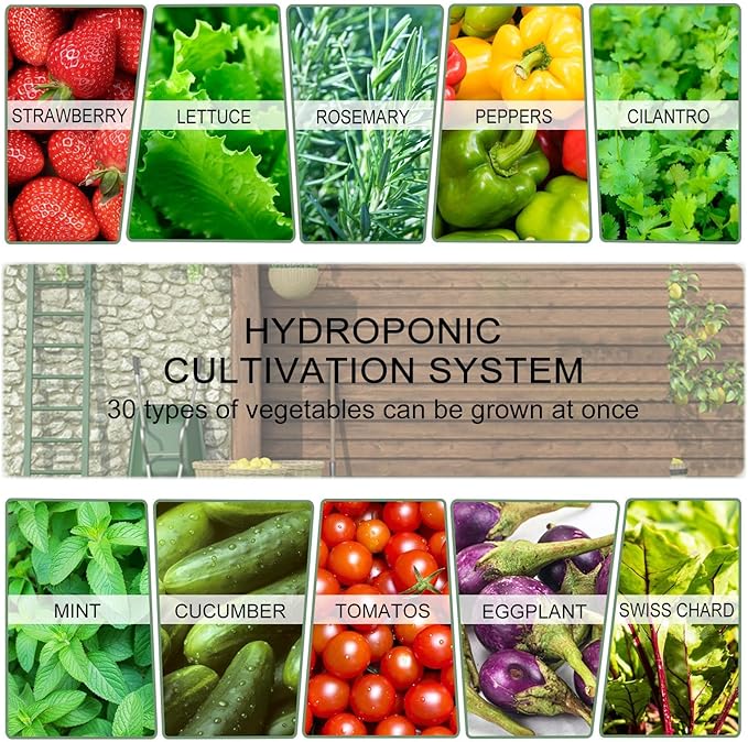Hydroponics Tower Indoor Growing System Vertical Garden Planter Indoor Smart Garden Kit with Pump and Movable Water Tank Vegetable Plant Gift for Gardening Lover (35-Plants)