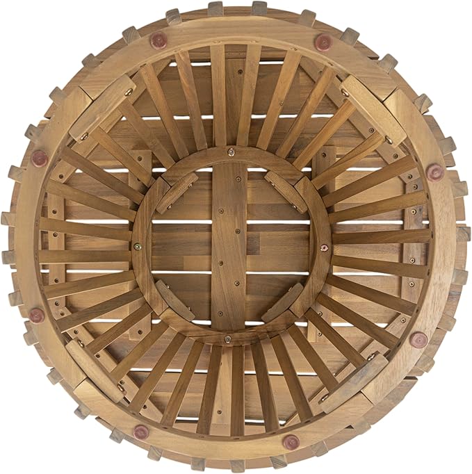 Merax Patio Outdoor Acacia Wood Round Coffee Table for Backyard, Lawn, Balcony Light Teak