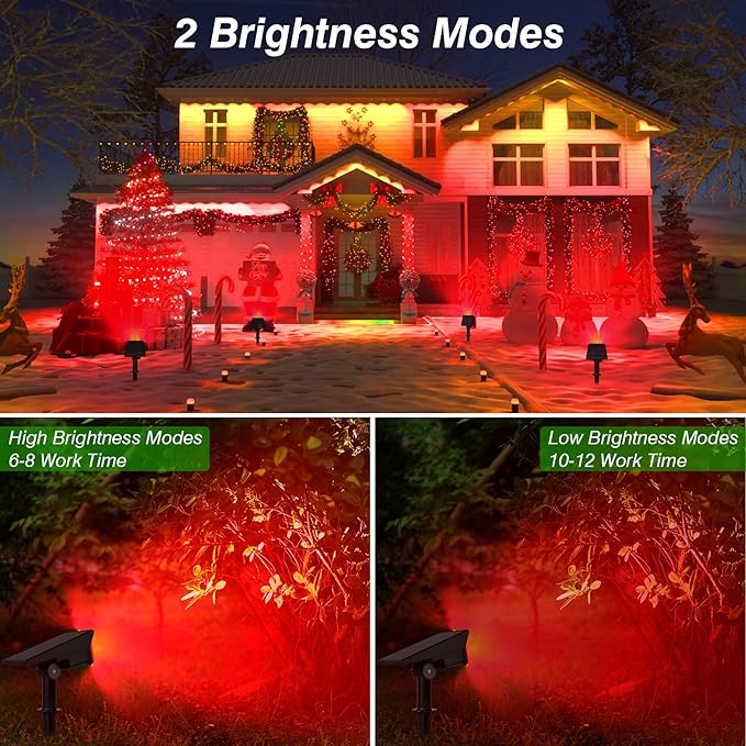 Red Solar Spot Lights Outdoor,20 LED Waterproof IP65 Solar Landscape Light Adjustable Panel Spotlights for Wall Tree Yard Garden Halloween Christmas Lighting 4 Pack