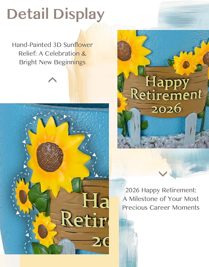 Retirement Gifts for Woman 2026: Happy Retirement Gifts for Women Nurse Teacher Coworker - Unique Retired Garden Gifts for Decoration - Hand-Painted Plant Pot Present with Gift Box and Card