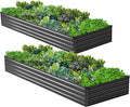 2PCS 6x3x1ft Galvanized Raised Garden Bed Kit,Metal Planter Box for Vegetables,Flowers,Herbs Durable Rust-Resistant Patio Gardening Beds,Black
