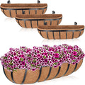ZeeDix 4 Pack 24 Inch Railing Planter Box, Metal Window Boxes with Coco Liners for Railing, Hanging Flower Boxes for Deck Porch Balcony & Fence Outdoor Indoor Lawn