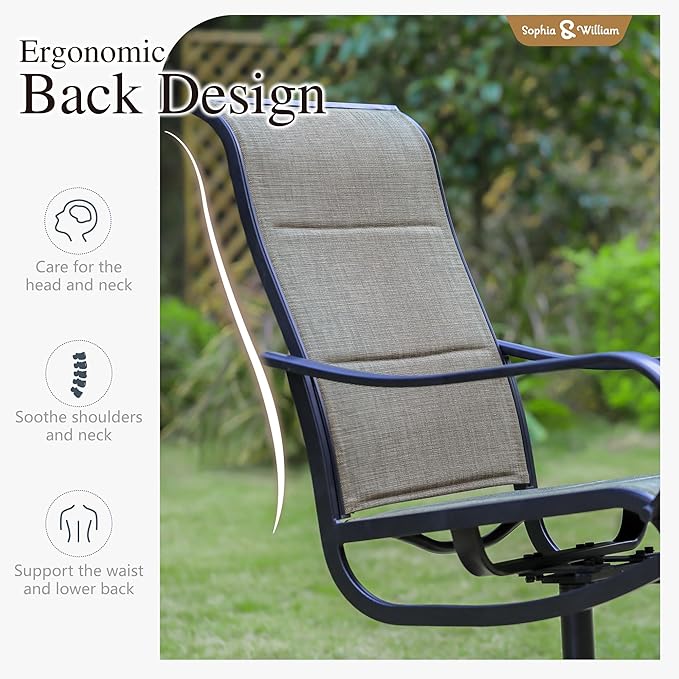 Sophia & William 9-Piece Patio Dining Set – 8 Swivel Chairs with Breathable Textiline Fabric & 84" Extendable Metal Table for Outdoor, Garden, Backyard