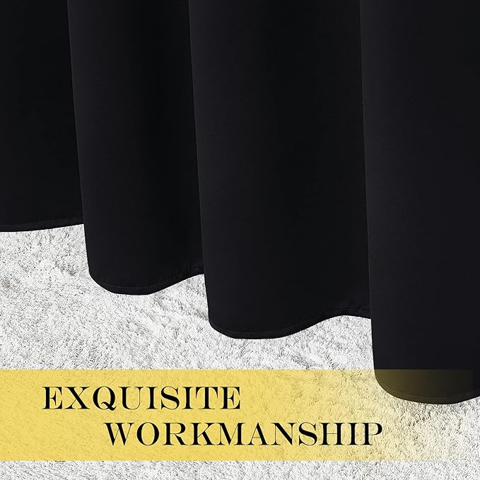 NICETOWN Blackout Curtain Drape for Night Shift - Light Reducing Thermal Insulated Solid Grommet Blackout Window Treatment for Living Room (1 Piece, W66 x L72, Black)