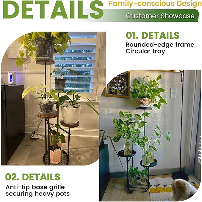 TOSKING 5 Tier Metal Plant Stand Indoor， Plant Shelf, Corner Shelf Flower Pot Stand for Outdoor Plant Stand for Living Room Balcony Garden Patio Bedroom (yellow, 38in)