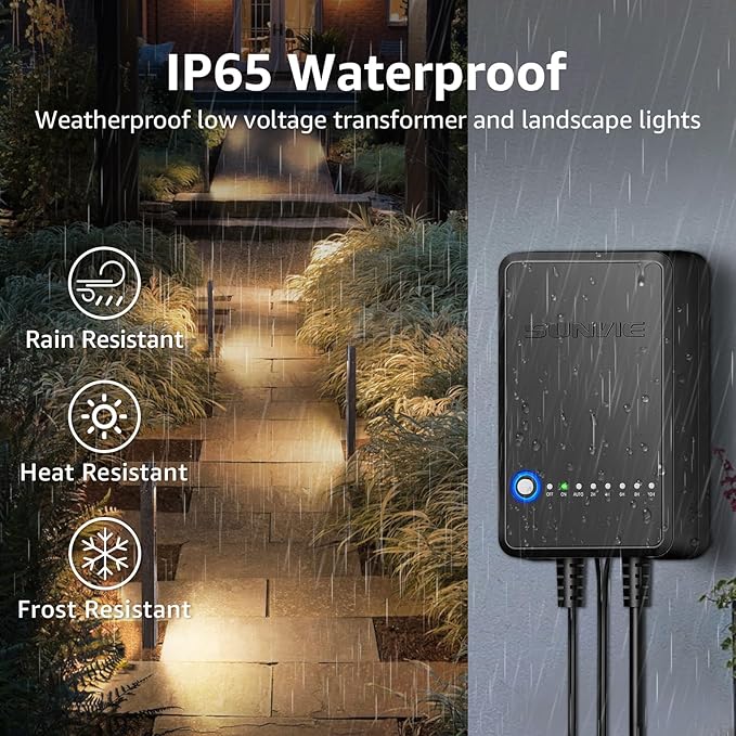 SUNVIE All-In-One LED Low Voltage Landscape Lighting Kit 12 Pack Low Voltage Pathway Lights with 60W Transformer ETL Listed 100FT Wire for Path Garden, Waterproof Pathway Lights Wired, 3000K, Aluminum
