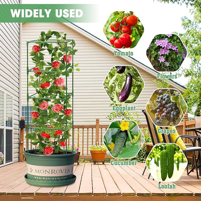 MQUPIN Tomato Cages,4 Packs Square Tomato Cage for Garden Plant Support,41 * 15 * 15in Heavy Duty Steel Plant Tower Stakes Trellis for Climbing Vegetables Flowers Fruits