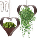 2 Pack Metal Plant Hangers Indoor and Outdoor Rustic Heart Shape Hanging Planters Holder Detachable Flower Pot with Hooks Chains Drain Hole Gifts for Valentine Women Mom Garden Lover Home Decor