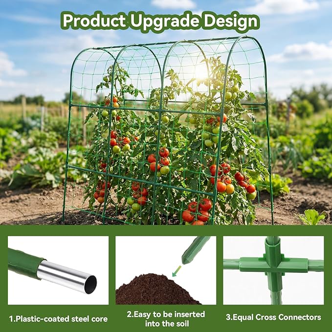 Cucumber Trellis for Raised Bed, U-Shape Garden Trellis for Climbing Plants Outdoor, Metal Arch Trellis for Vegetables, Plant Support for Tomato, Pea, Zucchini, Squash