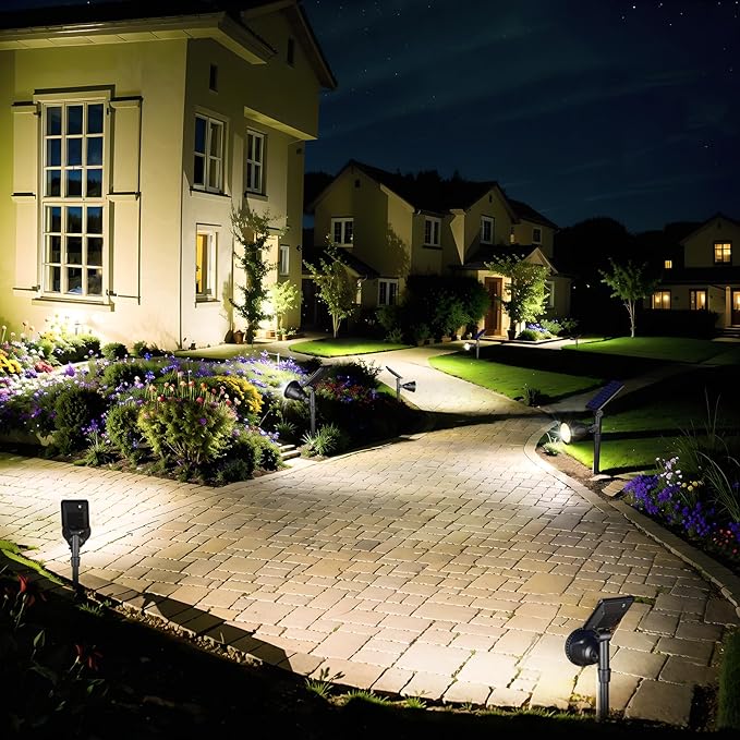 ROSHWEY Solar Outdoor Lights, Waterproof Solar Yard Lights 600LM Spot Light Outdoor for Tree Pathway Walkway Driveway Patio (Cool White, 4Pack)
