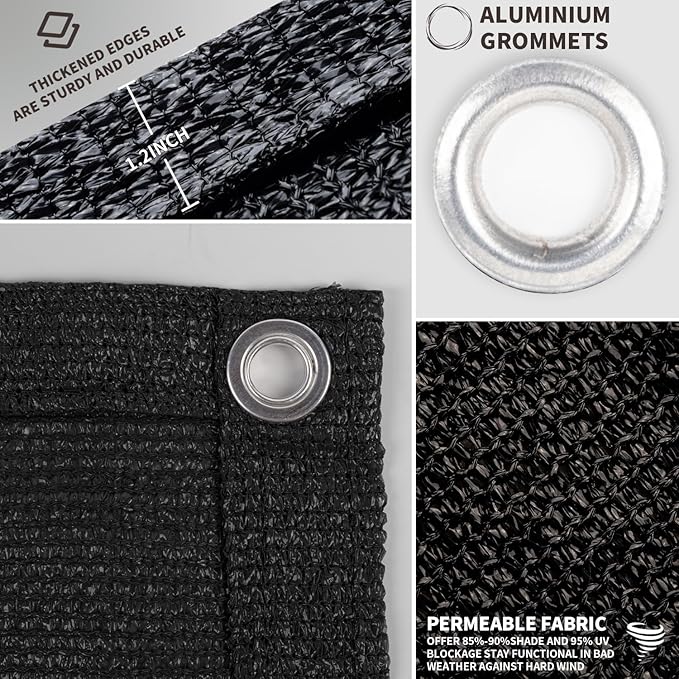 LOVE STORY Custom Size 3.3'x20' Black Balcony Privacy Screen,UV Block Privacy Fence Screen,90% Shield for Outdoor Pool Garden Apartment Railing