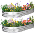 JERIA 2 Pcs 8×4×1ft Oval Raised Garden Bed,Galvanized Raised Garden Bed Kit Outdoor Metal Gardening Planter Box for Vegetable, Fruits, Flower，Herbs