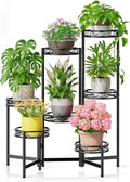 Metal Plant Stand, 7 Tier Tall Wrought Iron Plant Shelf Holder for Indoor, Outdoor Folding Tall Display Rack Flower Pot Stand for Corner Office Balcony Patio - BlackCircle