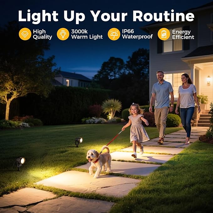 L LOHAS LED 5W Dusk to Dawn Outdoor Lighting, Auto On/Off 3000K Landscape Outdoor Spotlight, IP66 Waterproof Plug in Spot Lights for Yard, Garden, House, Pathway, Plant, UL Listed (2 Pack)