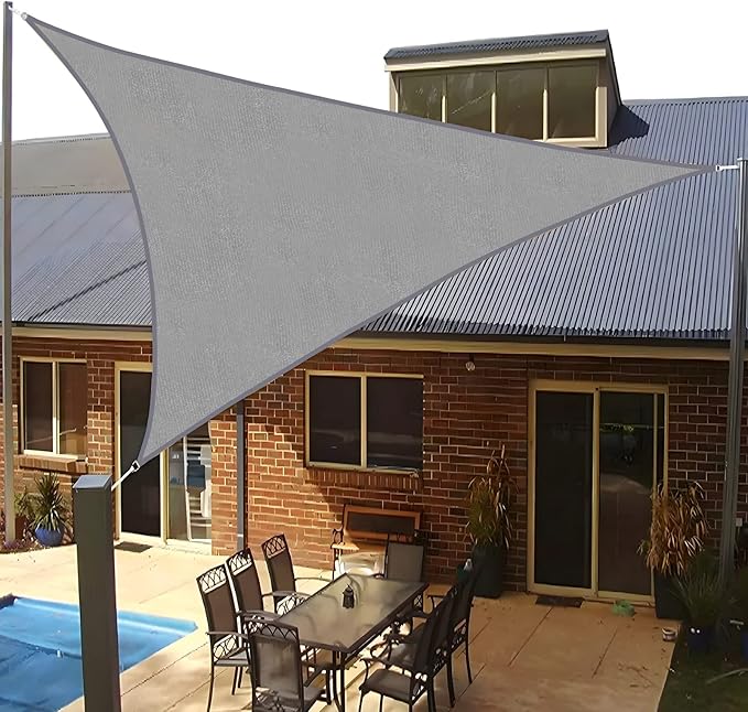 SUNLAX Sun Shade Sail 10' x 10' x 10' Silver Grey Triangle Canopy Sail Shade Cover UV Block Permeable Sunshade Outdoor for Patio Backyard (We Make Custom Size)