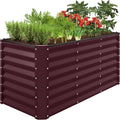 Best Choice Products 4x2x2ft Outdoor Metal Raised Garden Bed, Deep Root Box Planter for Vegetables, Flowers, Herbs, 119 Gallon Capacity, 100% Non Toxic Materials - Burgundy