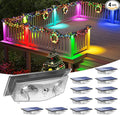 Solar Fence Lights, Fence Light Solar Powered with 6 RGB Colors & Warm White & Cool White, Waterproof Bright Backyard Fence Solar Outdoor Lights for Outside Deck Wall Step Patio Pool(12 Packs)