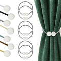 Hion Magnetic Curtain Tiebacks Grey 6 Pack, Curtain Tiebacks Buckles Holdbacks Holders Hooks Clip for Home Bedroom Office Decorative Thick or Thin Curtain